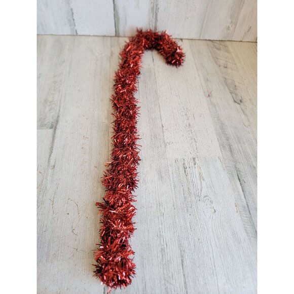 Large red tinsel candy cane Xmas home decor figure hang - Picture 5 of 6